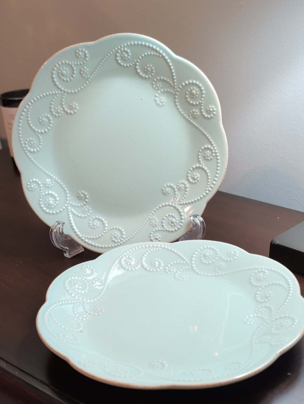 Lenox French Perle Ice Blue Luncheon Plates Set Of 2